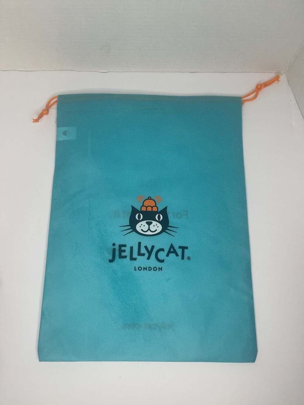 Jellycat London Official Turquoise Drawstring Dust Bag with Orange Cords